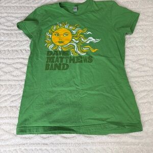Vintage American Apparel Dave Matthews Band Green Tee LG Ladies Cut  Sun Graphic